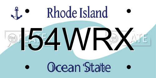 I54WRX Rhode Island License Plate