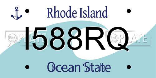 I588RQ Rhode Island License Plate