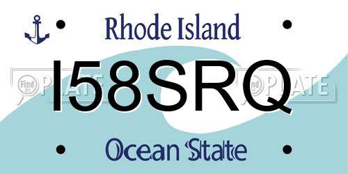 I58SRQ Rhode Island License Plate