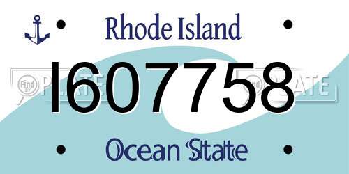 I607758 Rhode Island License Plate