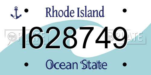 I628749 Rhode Island License Plate