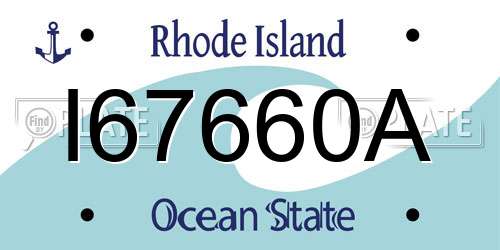 I67660A Rhode Island License Plate