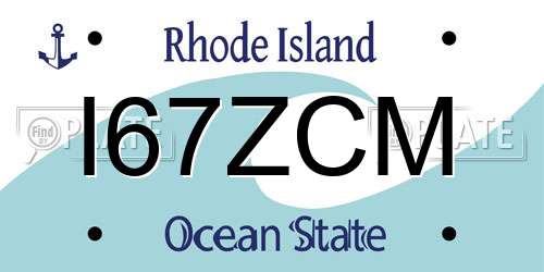 I67ZCM Rhode Island License Plate