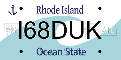 I68DUK Rhode Island License Plate