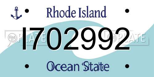 I702992 Rhode Island License Plate
