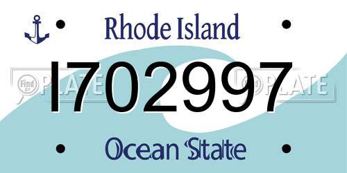 I702997 Rhode Island License Plate