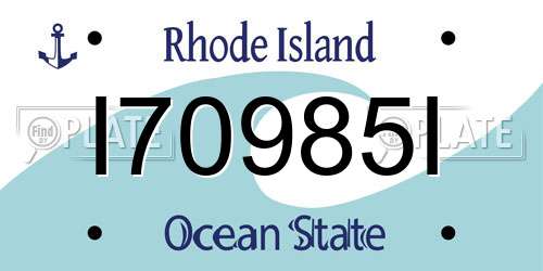 I70985I Rhode Island License Plate