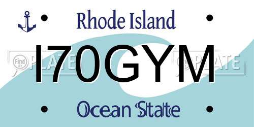 I70GYM Rhode Island License Plate