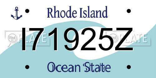 I71925Z Rhode Island License Plate