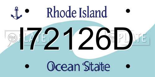 I72126D Rhode Island License Plate