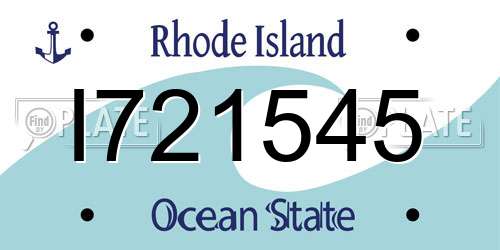 I721545 Rhode Island License Plate