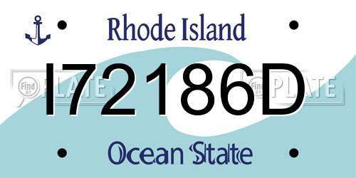 I72186D Rhode Island License Plate