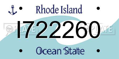 I722260 Rhode Island License Plate