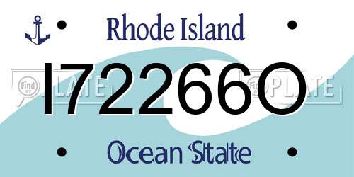 I72266O Rhode Island License Plate