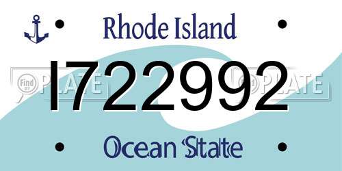 I722992 Rhode Island License Plate