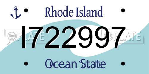 I722997 Rhode Island License Plate
