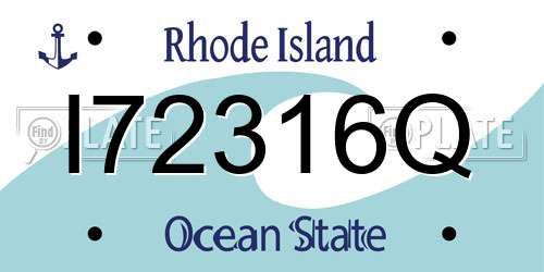 I72316Q Rhode Island License Plate