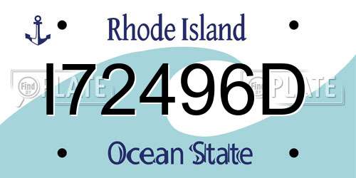 I72496D Rhode Island License Plate