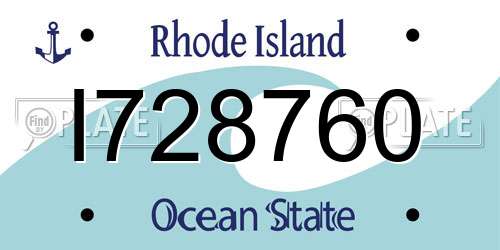 I728760 Rhode Island License Plate