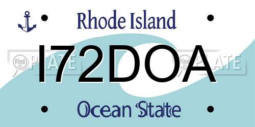 I72DOA Rhode Island License Plate