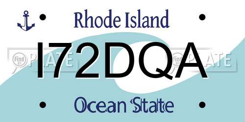 I72DQA Rhode Island License Plate
