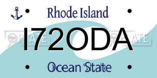 I72ODA Rhode Island License Plate