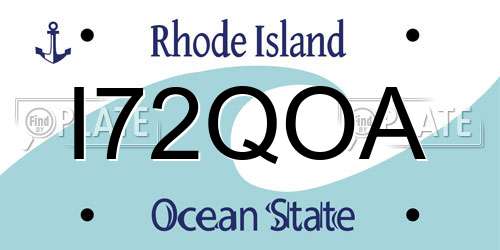 I72QOA Rhode Island License Plate