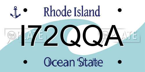 I72QQA Rhode Island License Plate