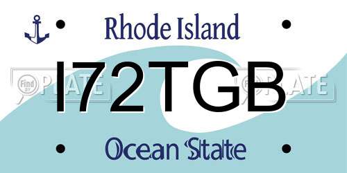I72TGB Rhode Island License Plate