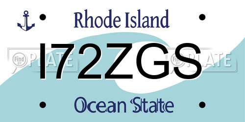I72ZGS Rhode Island License Plate