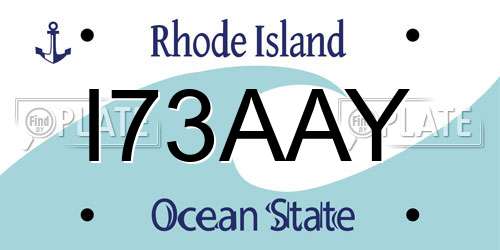 I73AAY Rhode Island License Plate