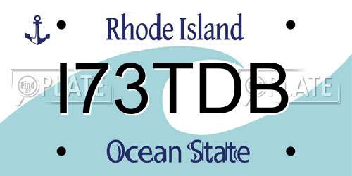 I73TDB Rhode Island License Plate