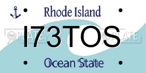 I73TOS Rhode Island License Plate