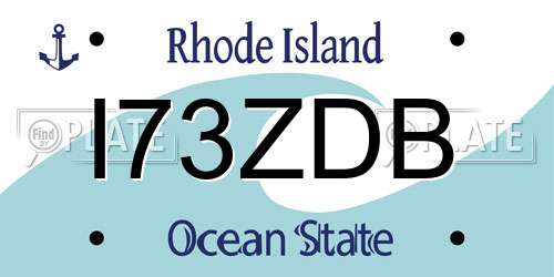 I73ZDB Rhode Island License Plate
