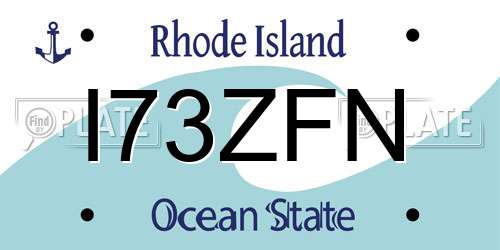 I73ZFN Rhode Island License Plate