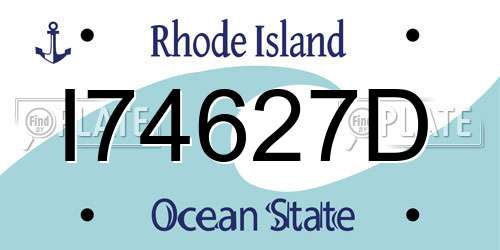 I74627D Rhode Island License Plate