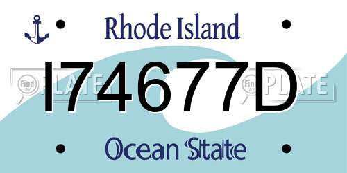 I74677D Rhode Island License Plate