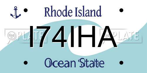 I74IHA Rhode Island License Plate