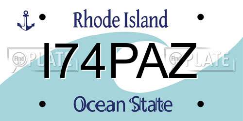 I74PAZ Rhode Island License Plate