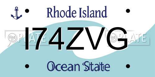 I74ZVG Rhode Island License Plate