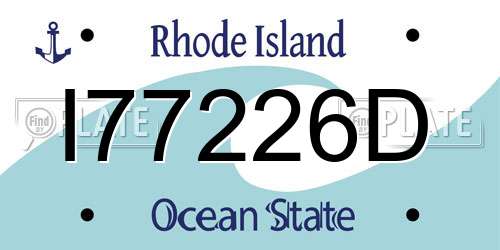 I77226D Rhode Island License Plate