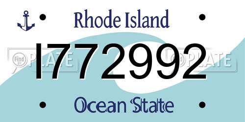 I772992 Rhode Island License Plate