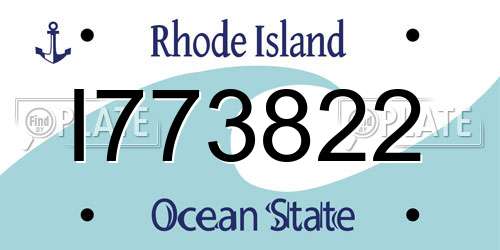 I773822 Rhode Island License Plate
