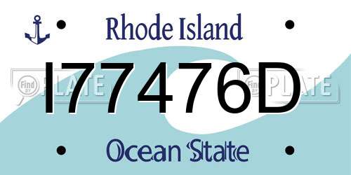 I77476D Rhode Island License Plate
