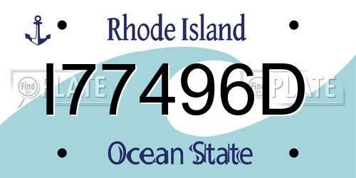 I77496D Rhode Island License Plate