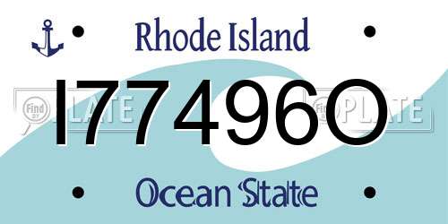 I77496O Rhode Island License Plate