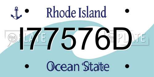 I77576D Rhode Island License Plate