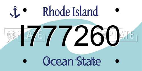 I777260 Rhode Island License Plate