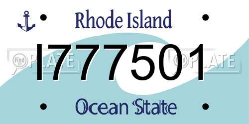 I777501 Rhode Island License Plate