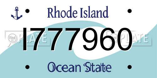 I777960 Rhode Island License Plate